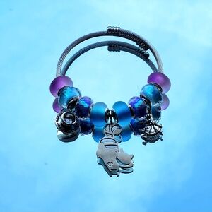 Elegant Silver and Purple Charm Bracelet